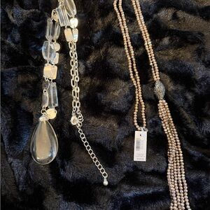 Chico’s NWT Beaded Sparkling Tassel Necklace & Tear Drop Necklace Chico’s